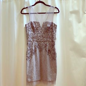 BCBG Maxazria Silver Sequins Dress